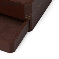 Boîte à bijoux de luxe personnalisée PINUO, boîte à bijoux en cuir marron avec tiroir, boîte à bijoux de voyage, boîte de rangement pour bijoux en daim