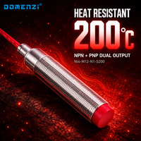Sensor de proximidad inductivo sin contacto M12 para detección de alta temperatura en hornos y plantas de acero Domenzi, 200 ° Salida C, NPN y PNP