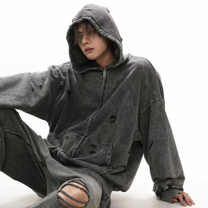 Sudadera con Capucha Desgastada para Hombre, Otoño-Invierno 2026, Estilo Retro, Holgada, Versátil, para Parejas, Estilo Americano - Product Image 1