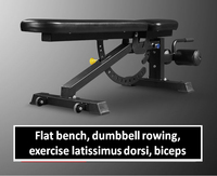 Équipement de gym commercial multifonctionnel : Banc de musculation réglable en métal avec conception 'Flying Bird' et système de câble pour entraînement abdominal couché