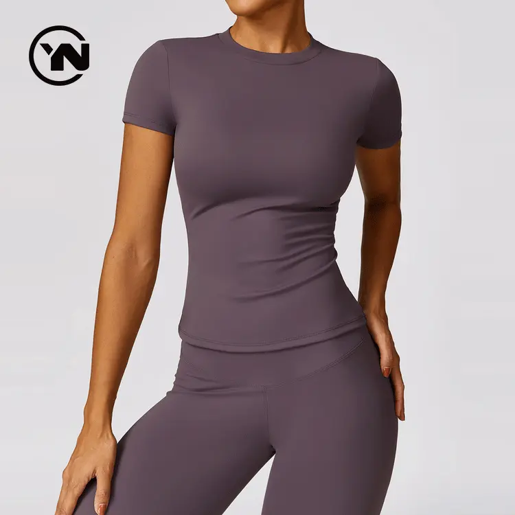 2024 New Arrival Athletic Quick Dry Classic Blank Running Fitness Sport Femme Top Tight Short Sleeve Yoga Tshirt
