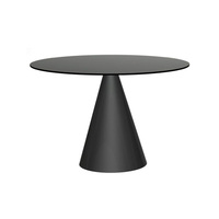 Table à manger ronde en cuir réglable de style américain, moderne et luxueuse, avec taille et couleur personnalisables pour la maison, l'hôtellerie et l'ameublement.