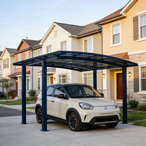 Auvent de carport en polycarbonate transparent et aluminium, <span class=keywords><strong>abri</strong></span> extérieur imperméable pour la stationnement de voitures et les patios de maisons modernes - Product Image 3