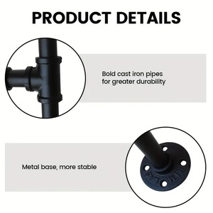 Industrial Style T-Shaped Wall Mounted <b>Clothes</b> <b>Rack</b> Black Floating Coat <b>Rack</b> For Closet Organizer - Product Image 2