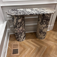 Table console ovale en marbre Calacatta Viola à pieds cannelés, prix d'usine de luxe, table console moderne pour hôtel, entrée, couloir