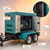Groupe électrogène diesel mobile Cummins UK Perkins sur remorque 20kVA 30kVA 40kVA 50kVA 60kVA 70kVA 80kVA 90kVA 100kVA