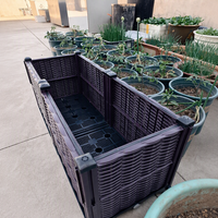 Jardinière surélevée en rotin tressé, taille personnalisable, avec bouchon de drainage en plastique PP, adaptée aux animaux domestiques, pour légumes/fruits/fleurs