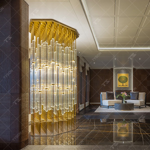 TYSON Paravent de séparation en verre cristal doré et acier inoxydable de luxe pour la décoration de la maison et du <span class=keywords><strong>salon</strong></span> - Product Image 2