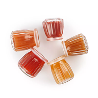 Botol Jelly puding kaca vertikal, wadah makanan penutup bergaris kaca 100ml-180ml dengan tutup plastik