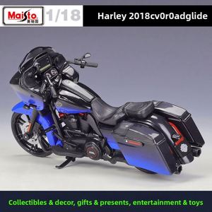Modèle de moto américaine de tourisme 2018 à l'échelle 1:18, en métal noir et bleu, style CVO, avec support d'exposition, objet de collection - Product Image 3