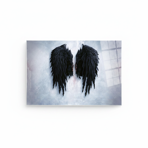 Toile imprimée : Décoration moderne d'ange avec des ailes noires abstraites, ART SUR VERRE TÉRMÉRISÉ - Product Image 2