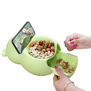 Modern Lazy Snack Bowl Living Room Creative Plastic Double Layers Snack Storage Box Bowl Fruit Plate Snack Dishes Phone Holder - Product Image 1