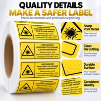 Étiquettes d'avertissement laser personnalisées, autocollants de sécurité durables en PET autocollants sur rouleau pour équipements laser et machines industrielles