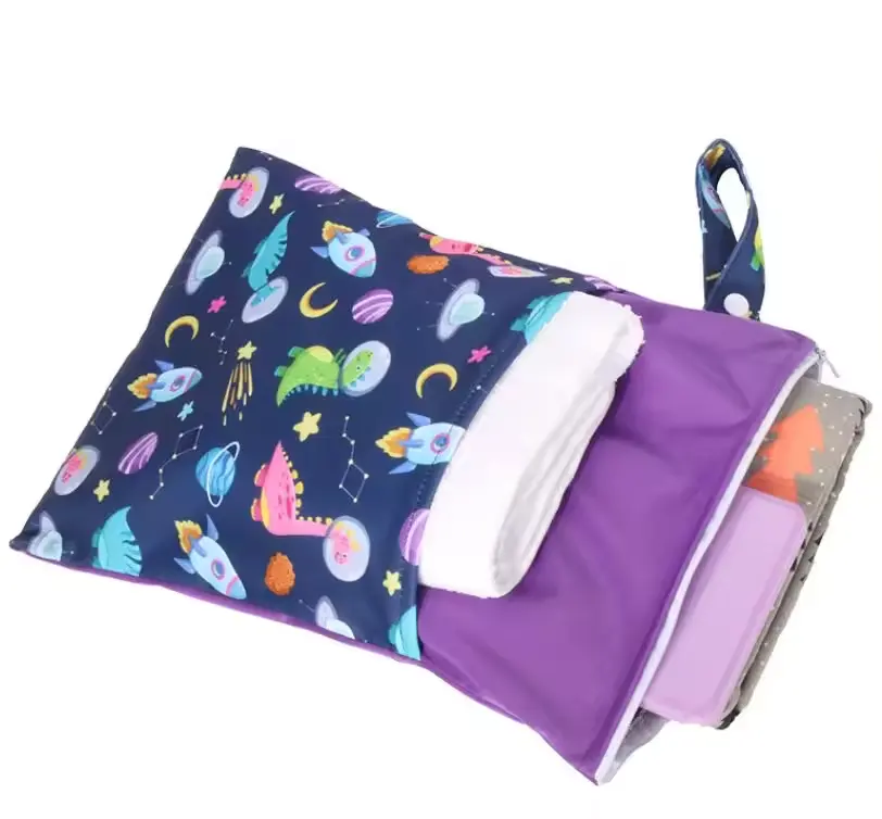 Environmentally friendly Waterproof diaper bag full printing baby nappy bag travel diaper storage bag with zipper