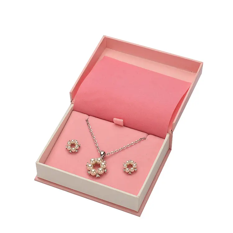 Роскошные специальные розовые бумажные кольца серьги ожерелье браслет кулон часы ювелирные изделия подарочная упаковка коробка на заказ логотип с бархатной крышкой