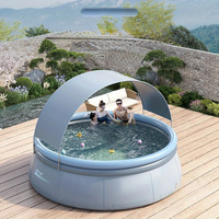 Piscine gonflable circulaire en PVC MQ de 1,8 mm d'épaisseur pour enfants, installation facile, portable, usage domestique, bleu bébé