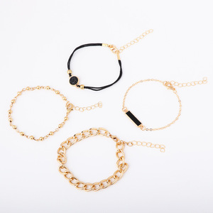 Geometric Gold Plated Chain Link <b>Bracelets</b> <b>Set</b> Unisex Trendy Jewelry 2024 - Product Image 2