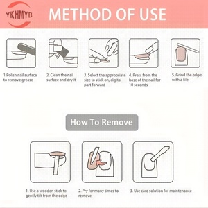 Venta al por mayor de pegatinas de uñas acrílicas de alta gama, hechas a mano, uñas postizas cuadradas largas de cobertura completa y uñas postizas degradadas de alta calidad. - Product Image 5