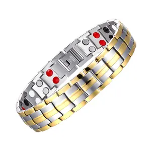 Hete Verkoop Groothandel Topfabrikant Gezondheidsmannen 4 In 1 Magnetische Germanium Roestvrijstalen Armbanden