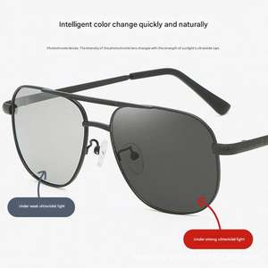 Lunettes de soleil polarisées photochromiques carrées en métal UV400 avec logo personnalisé, couleur tendance 2025, en alliage à changement de couleur pour la conduite - Product Image 3
