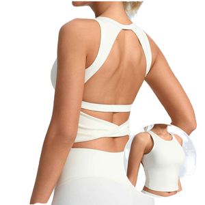 Nouvel Arrivage Été Vente en Gros Personnalisé LOGO Débardeur Sportif Femme Dos Nu Entraînement Fitness Push Yoga/Pilates Nylon Spandex - Product Image 1