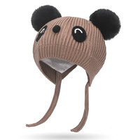 Bonnet tricoté en laine acrylique épaisse et douce, motif dessin animé mignon, coupe-vent, avec protège-oreilles pour garçons et filles - Vente en gros