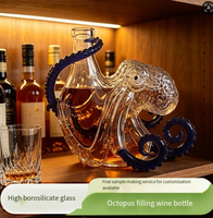 Bouteille en verre originale en forme de pieuvre, capacité 900-1000 ml, design durable, ajoute une touche artistique à la décoration de fête
