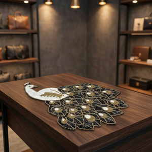 Camino de Mesa Bordado con Diseño de Pavo Real y Cuentas para Decoración del Hogar, Patrón Animal de Lujo - Product Image 4