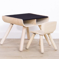 Ensemble table et chaise multifonction en bois pour enfants, bureau d'étude pour enfants avec tableau noir et étagère de rangement pour tout-petits