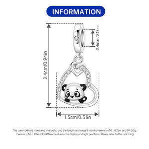 Colgante de latón blanco de gran venta con la inscripción 'I Love Panda', pulsera DIY de alta gama, joyería y accesorios al por mayor - Product Image 3
