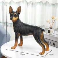 SE7ART Harz-Simulationsskulptur Hund Dobermann Tierfigur Geschäftsgeschenk Innenraumkunst Wohnzimmer/Eingangsbereich Mops Chihuahua Kunsthandwerk