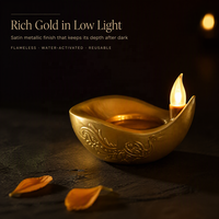 Diya LED doré métallique pour Diwali, articles cadeaux de luxe pour Diwali, bougies LED pour Diwali, ensembles de bougies pour invités