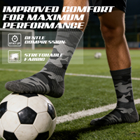 Chaussettes de sport camouflage personnalisées, chaussettes de compression 15-20 mmHg avec amorti maximal, chaussettes athlétiques en tissu éponge OEM pour la course à pied et la randonnée
