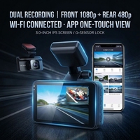 Caméra embarquée double objectif grand angle 170° avec Wi-Fi intégré, écran IPS haute définition 3 pouces, modèle X7, capteur G et moniteur de stationnement – Neuve