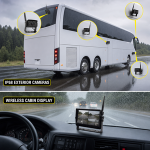 Système de caméra de recul sans fil 9 pouces 1080P 2,4 GHz avec 4 caméras IR 12-36V IP68 et moniteur à écran partagé pour camion, bus, camping-car, <span class=keywords><strong>remorque</strong></span> - Product Image 4