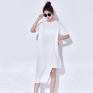 ชุดเดรสยาวสำหรับผู้หญิงเสื้อแม็กซี่สีขาวใสทรงหลวมแขน<span class=keywords><strong>สั้น</strong></span>แต่งริบบิ้น - Product Image 6