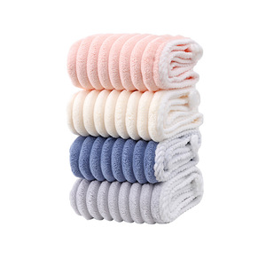 <b>Candy</b> Colored Corduroy Hair Drying Cap Coral Fleece Quick Dry Striped 25x65cm Home Use - Product Image 5