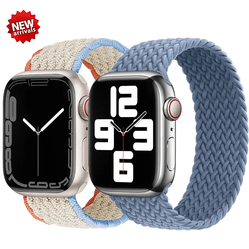 Dropshipping New Weave Elastic Nylon Strap for iWatch Series 8 7 6 SE Braided Band for Apple Watch Band 45mm 49mm 41mm 40mm