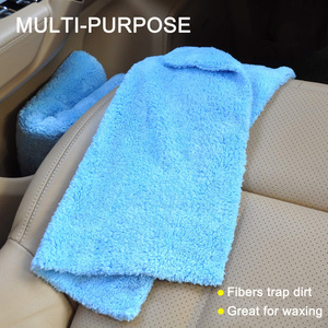 Serviette de séchage en microfibre coréenne 16x16 pouces 500 g/m² pour le nettoyage de la vaisselle et des vitres, le lavage et le detailing automobile, design sans bords en peluche - Product Image 4
