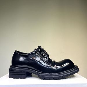 2024 봄 새로운 정품 가죽 말 세척 남성용 가죽 신발 증가 두꺼운 단독 남성용 로우 탑 신발 Goodyear 부츠 - Product Image 5