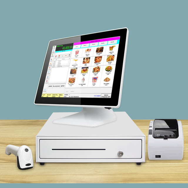 15 Inch White Pos Billing Machine Capacitive Touch Screen Terminal All in One Cash Register Terminal Machines for Supermarket
