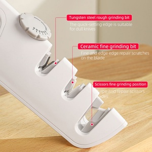 Plastic Professional 3-Stage Handle Kitchen Tool Kitchen White ABS Knife <b>Scissors</b> <b>Sharpener</b> Kitchen Accessories - Product Image 6