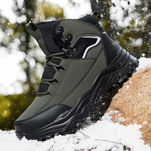 Botas de Nieve para Senderismo al Aire Libre de Talla Grande, Cálidas y Acolchadas, de Cuero Impermeable con Función Antideslizante, Duraderas y Resistentes - Product Image 1