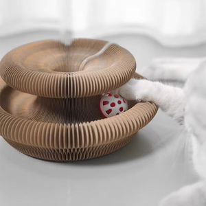 Griffoir pour chat en carton ondulé, jouet avec clochette, structure d'escalade, résistant aux griffures, et nid pour chat - Product Image 2