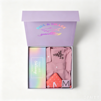 Boîte cadeau magnétique personnalisée en violet lavande, logo holographique, boîte d'emballage rigide en papier pliable pour vêtements