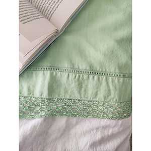 Juego de Sábanas de Algodón Verde Pastel para Cama King-Size, 4 Piezas, Sábanas Ajustables Lisas a Rayas, Sábanas Planas y Funda de Edredón para Dormitorio - Product Image 5