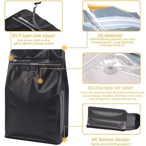 Sacs à café personnalisés avec logo imprimé, fond plat, 250g, 500g, 1kg, sacs d'emballage pour grains de café avec valve - Product Image 2