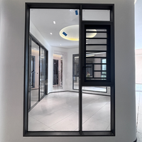 Ventana Abatible Moderna de Vidrio Templado con Marco de Aleación de Aluminio que Ahorra Espacio, con Apertura Lateral para Baño y Villa
