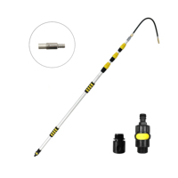 Outils de nettoyage de gouttières en aluminium réutilisables VITOP jaunes, 15 pieds, modes de débit d'eau réglables, interrupteur à bouton-poussoir, modèle WP-TG4502
