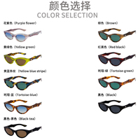 Nouvelles lunettes de soleil style Y2K Millennium Spicy Girl avec monture œil de chat à motif floral violet, protection UV400